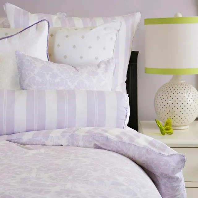 Nightstand with White and Lime Green Lamp