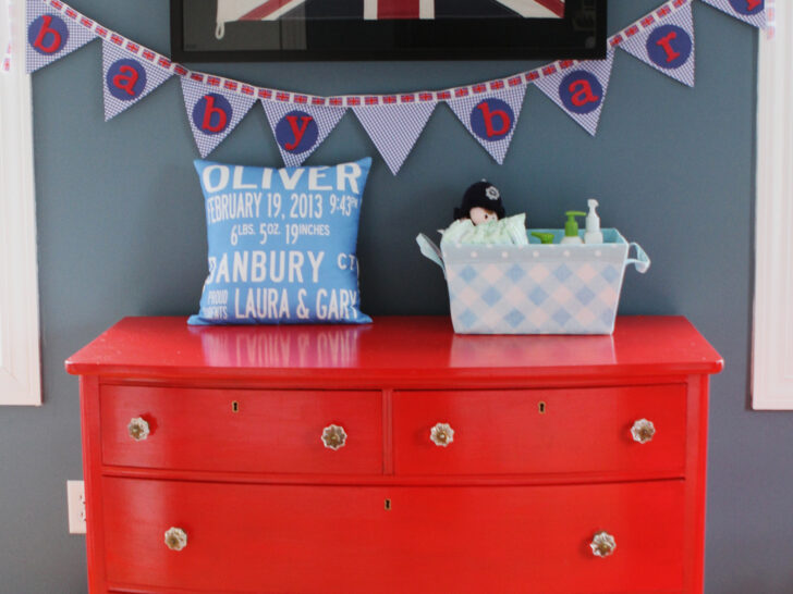 Bright Red Dresser in this British Nursery