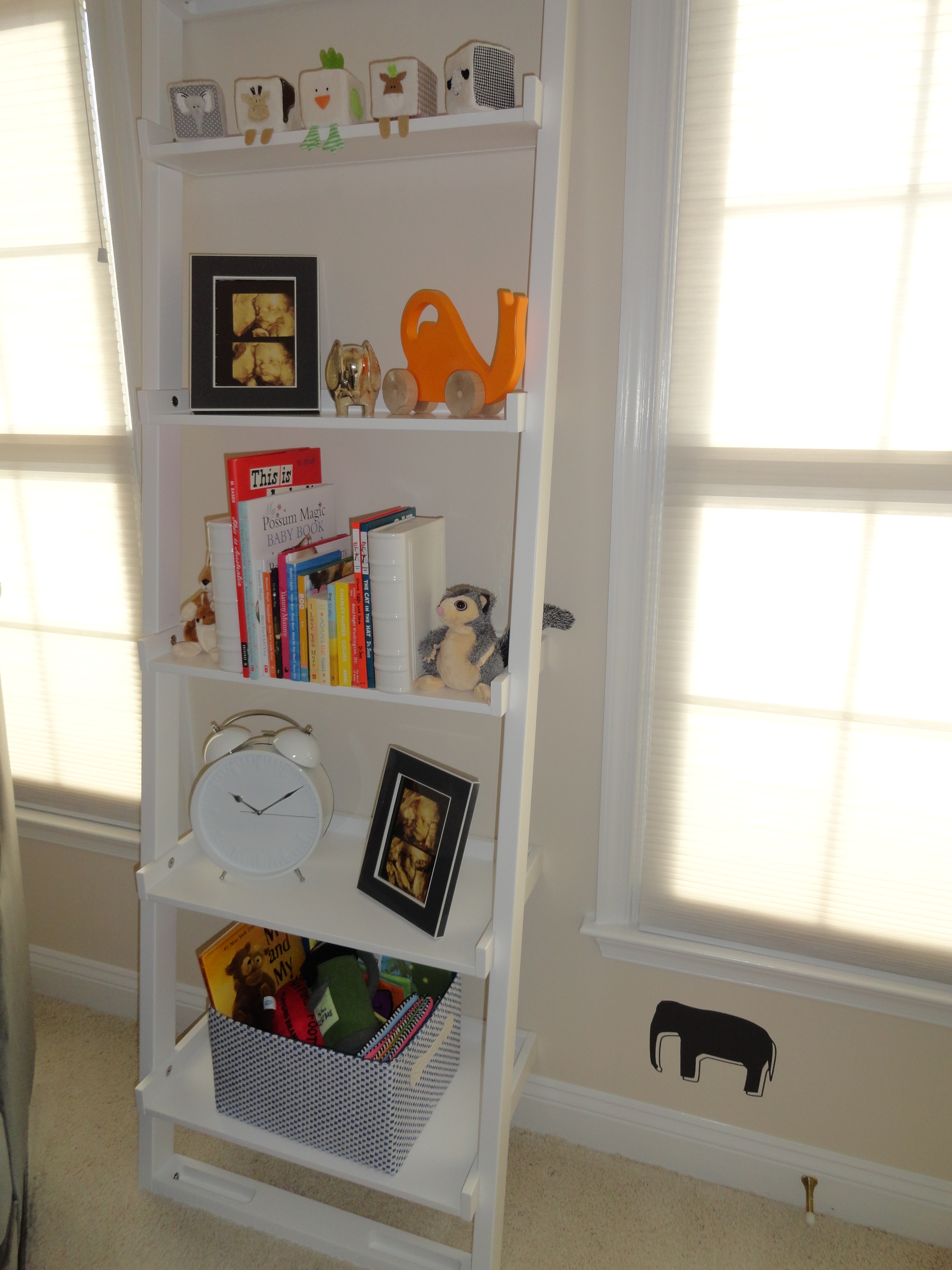 Ladder Style Wall Bookcase in this Modern Nursery