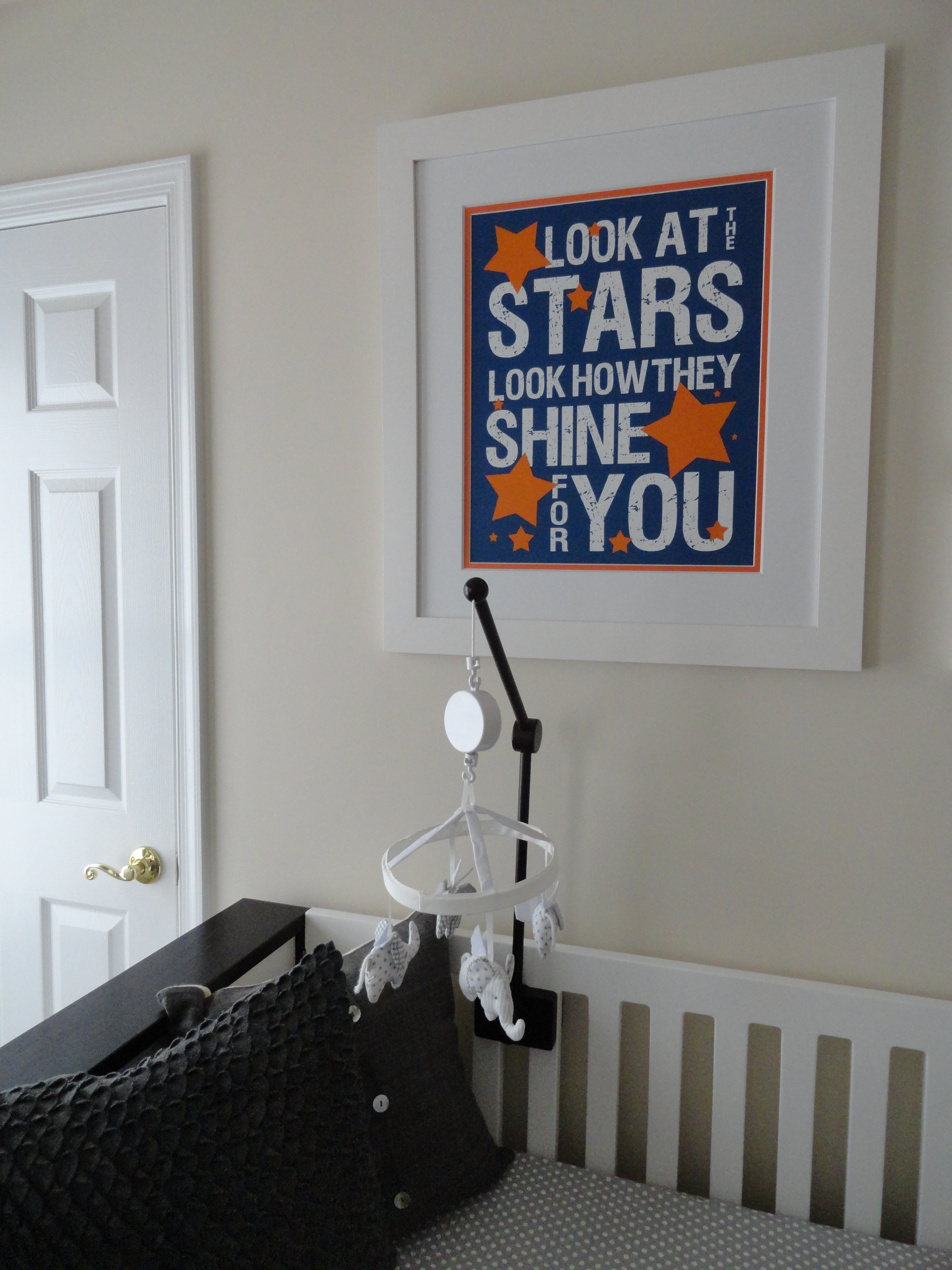 Blue and Orange Look at the Stars Nursery Print