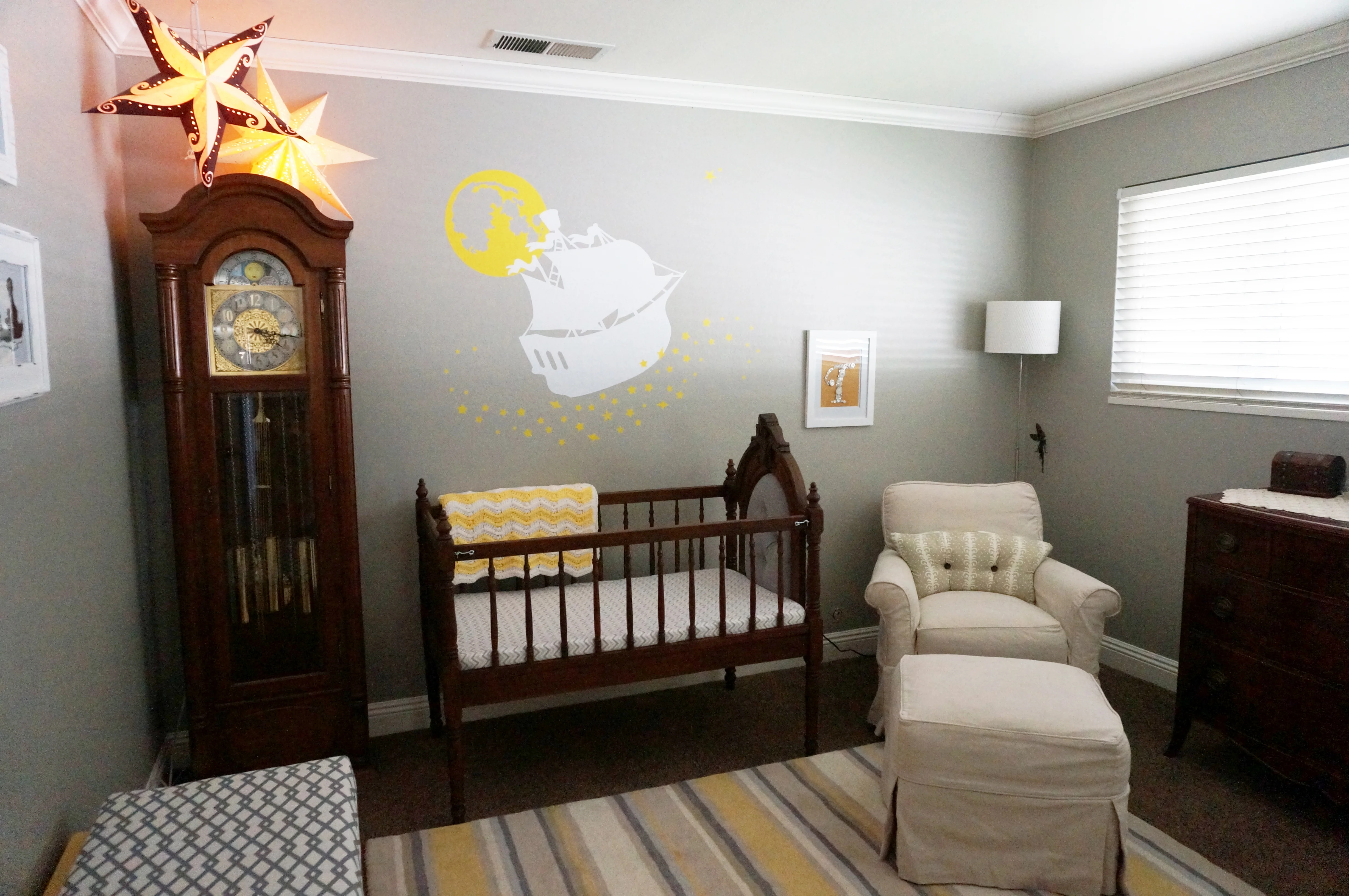 Grandfather Clock in this Neverland Nursery