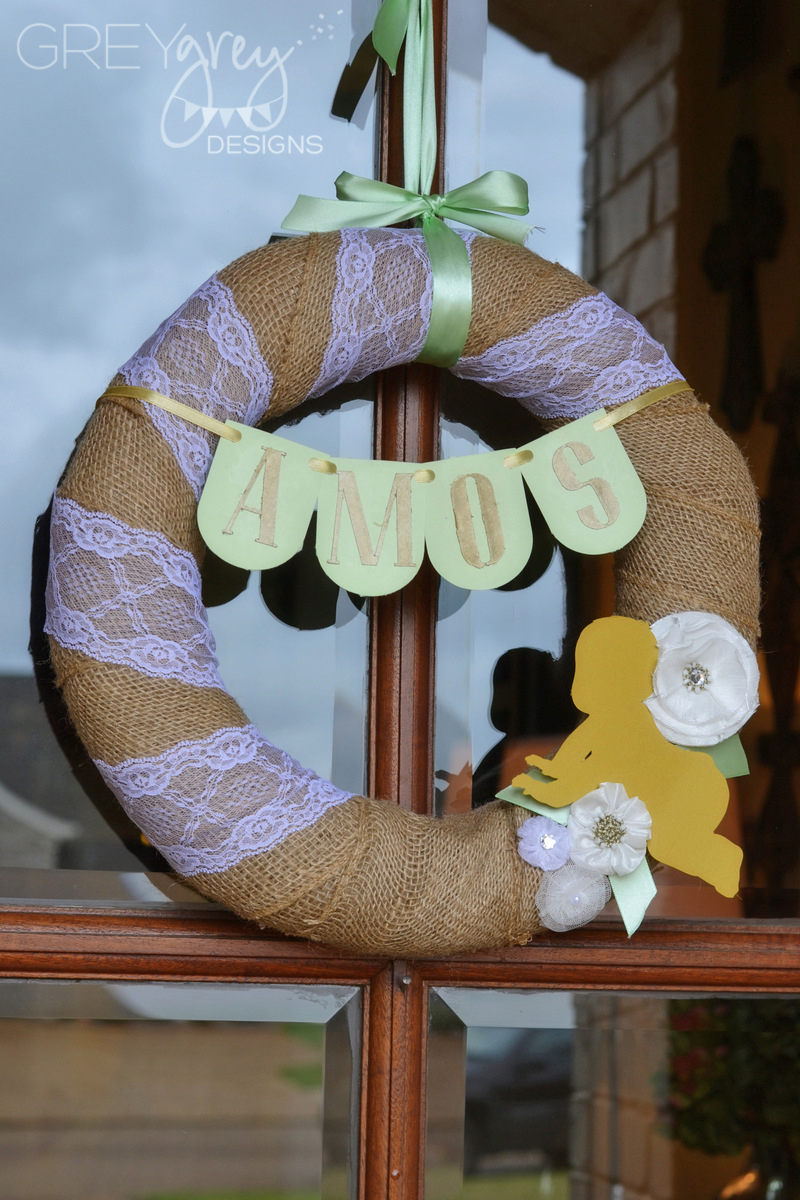 Straw Wreath Form, Burlap, Lace Ribbon, Scrapbook Embellishments