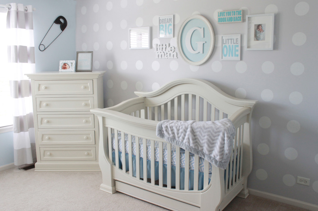 grey and blue baby room