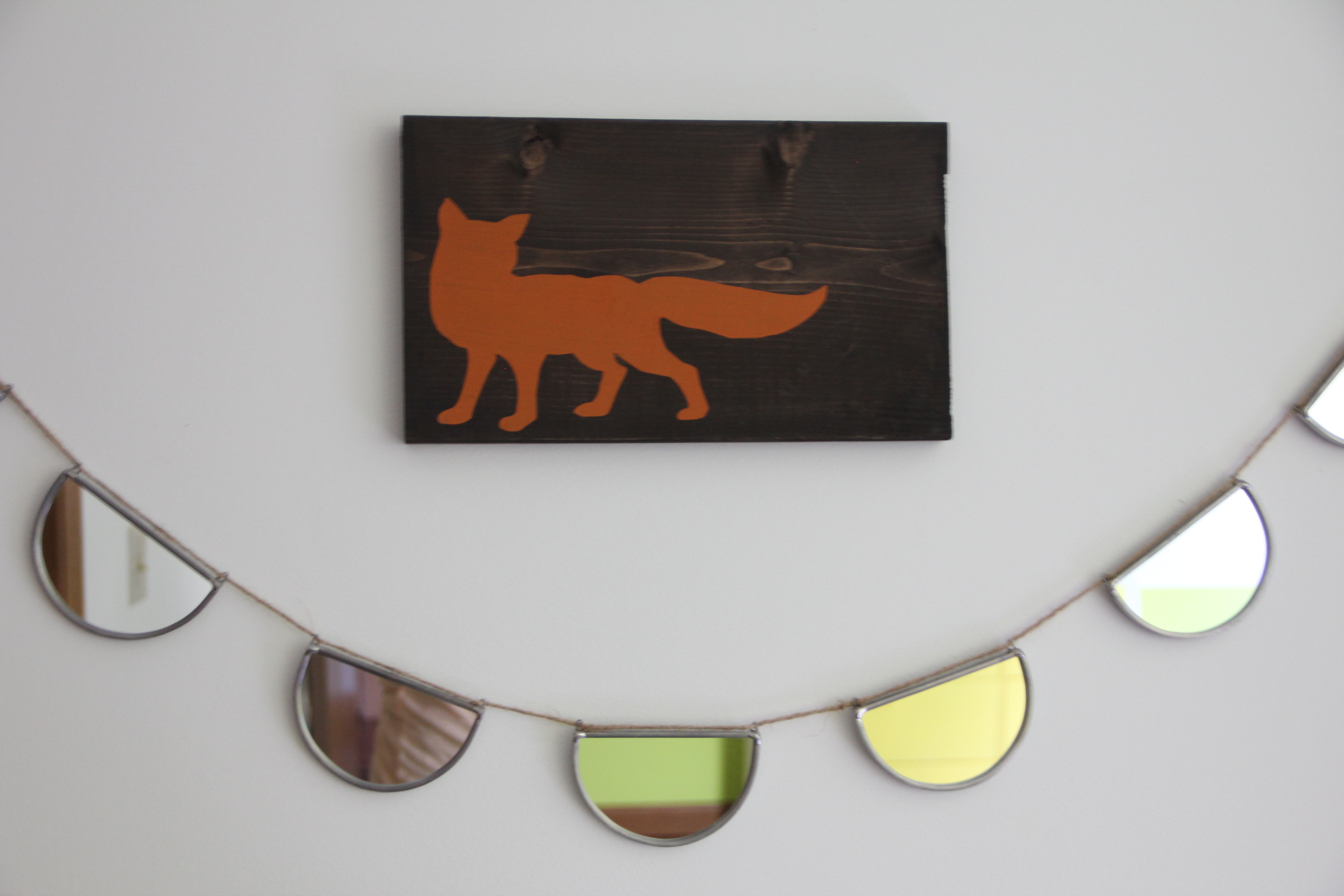 Rustic Fox Wall Plaque over Mirror Garland