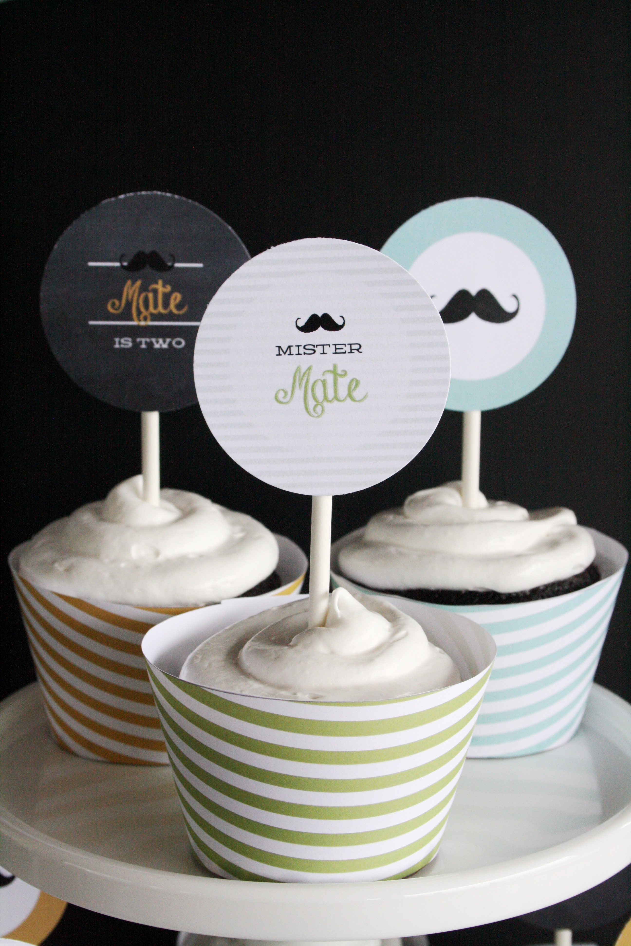 Mustache Themed Cupcake Toppers