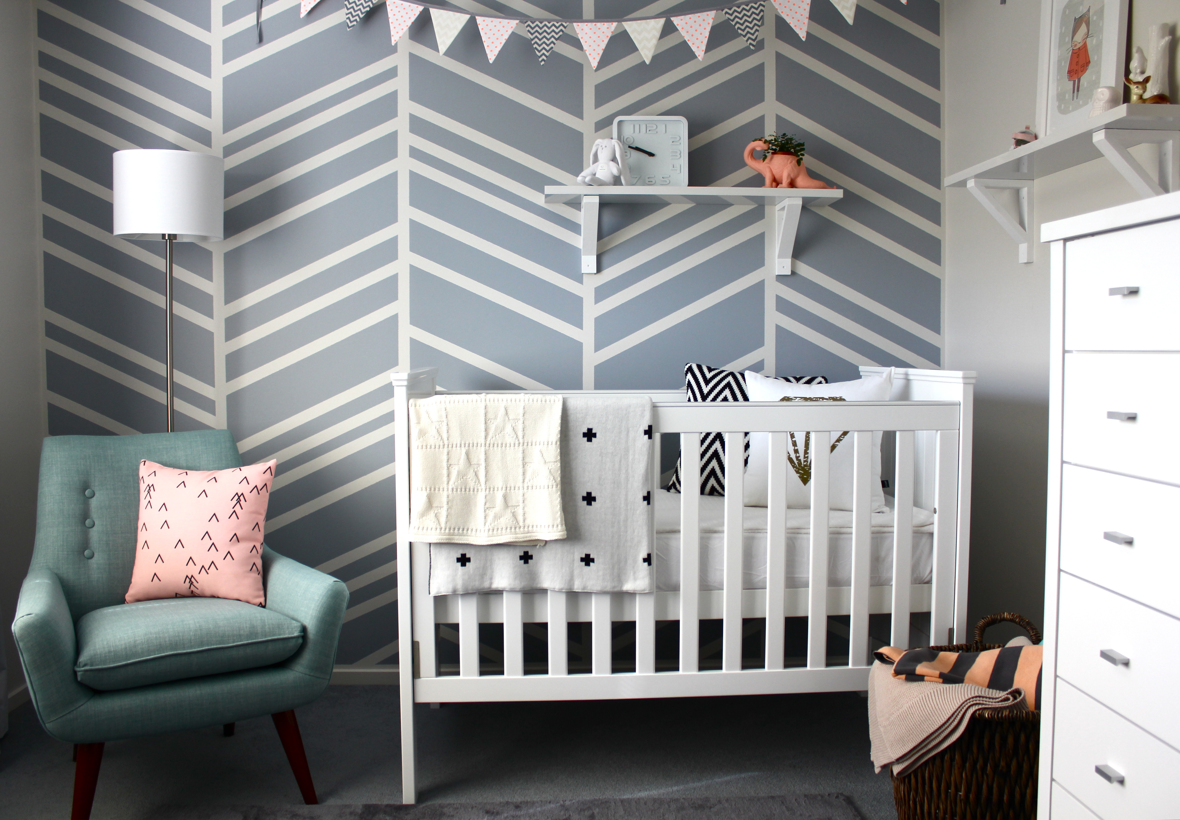 DIY Herringbone Accent Wall for the Nursery