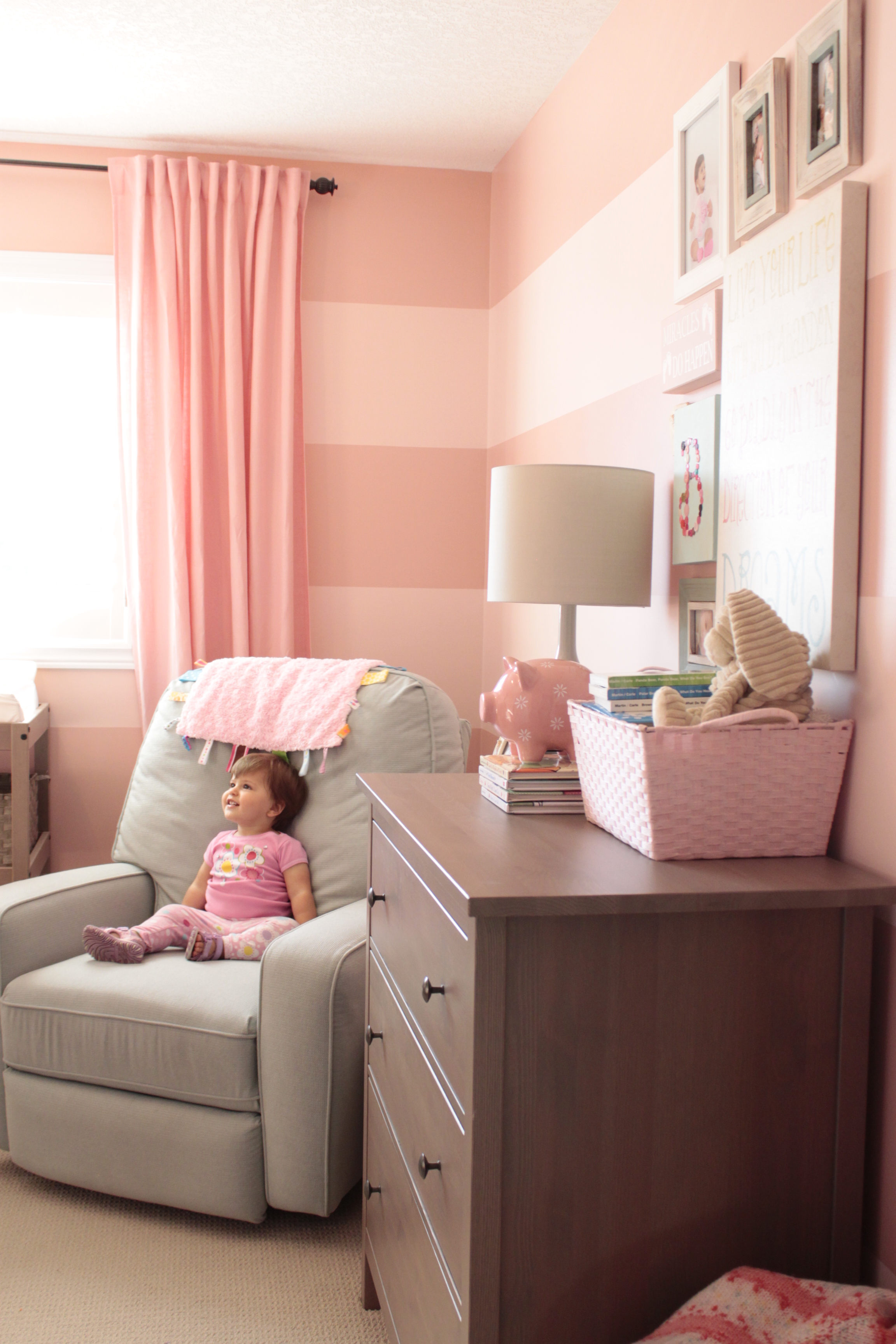 Pink Striped Nursery Walls