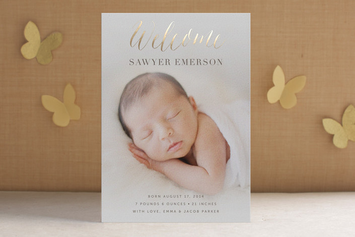 Foil-Pressed Birth Announcement from Minted