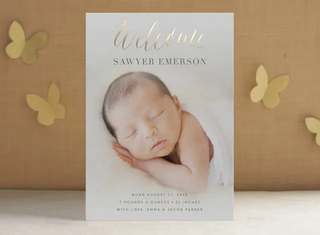 Foil-Pressed Birth Announcement from Minted