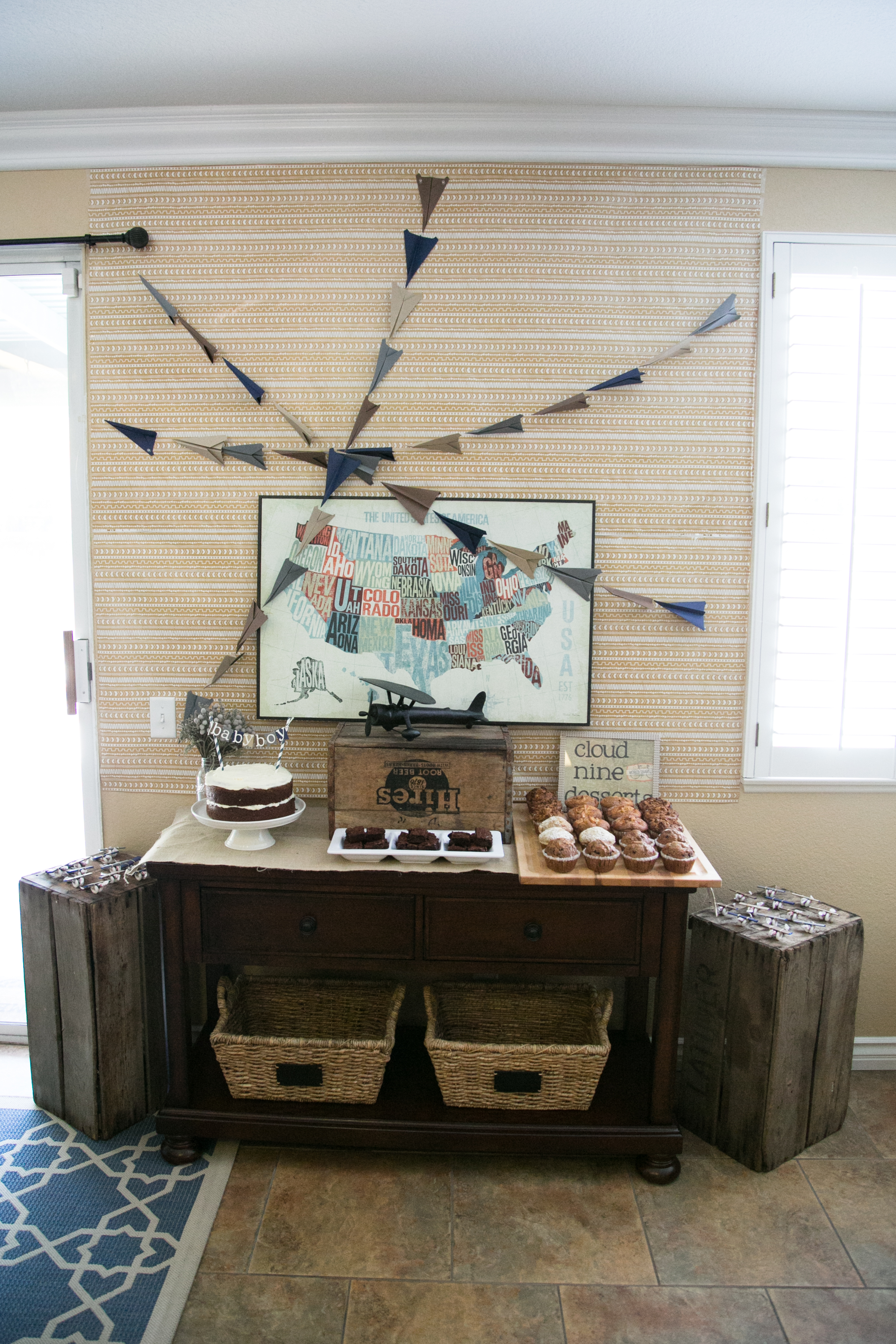 Vintage Travel Themed Baby Shower Dessert Table