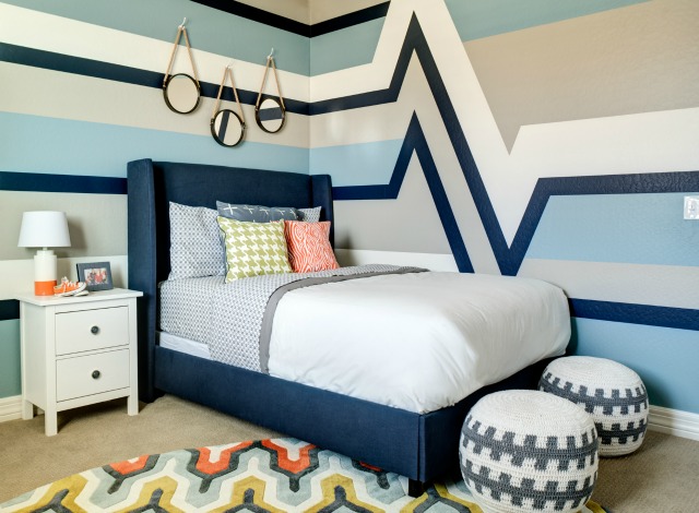 Navy Blue, Gray and Orange Big Boy Room