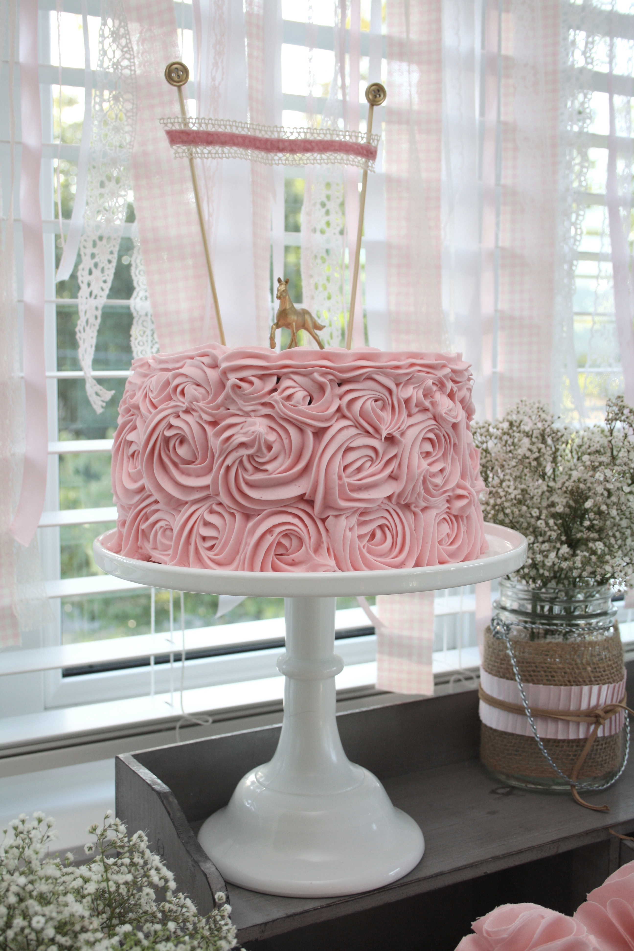 Pink Rosette Cowgirl Birthday Cake