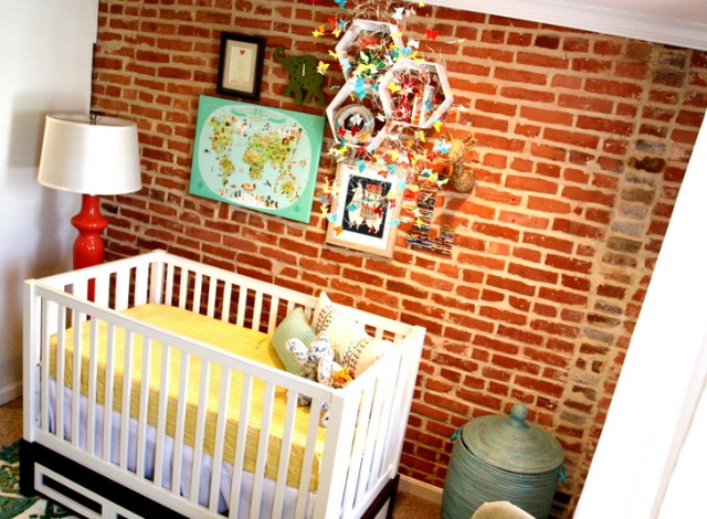 Eclectic Nursery with Brick Accent Wall - Project Nursery