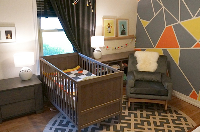 Modern Nursery with Graphic Gray Wallpaper - Project Nursery