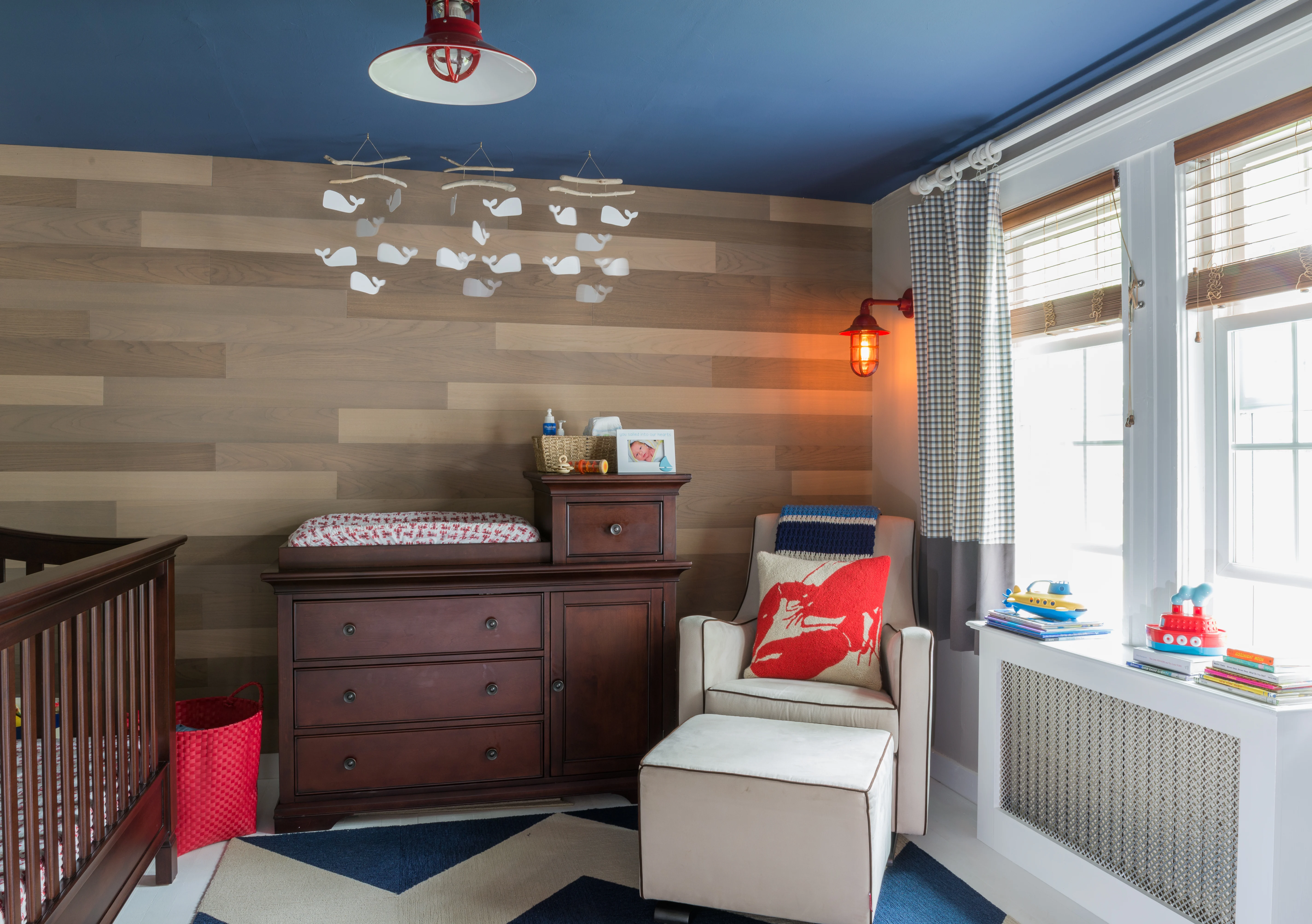 Nautical Nursery with Custom Wood Accent Wall