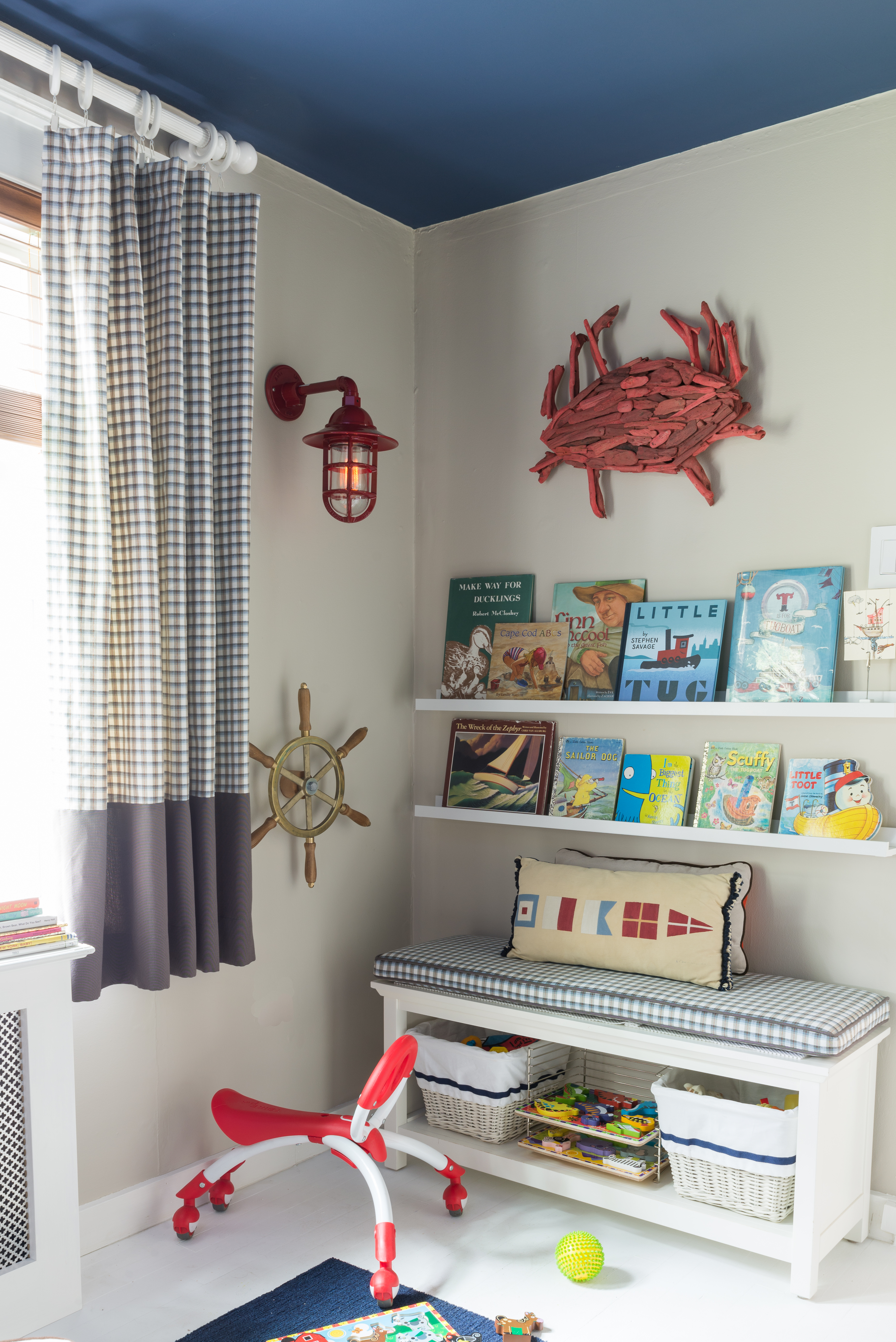 Nautical Inspired Reading Nook in Nursery