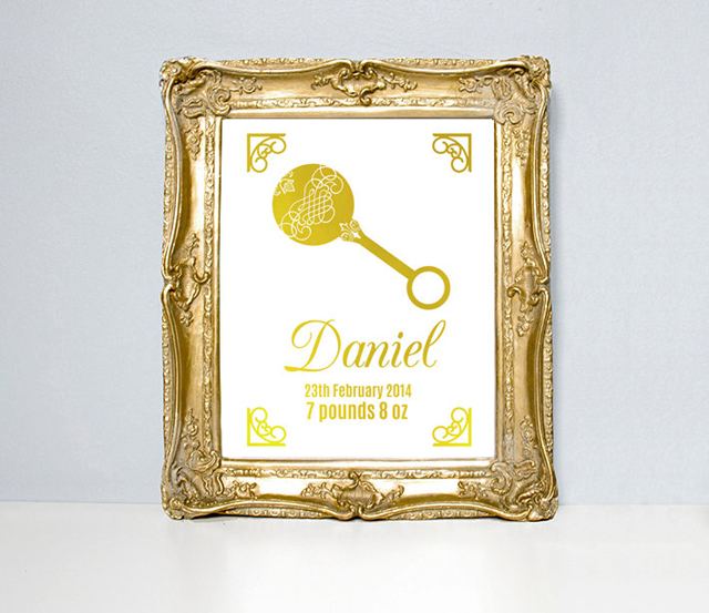 Gold Foil Birth Announcement