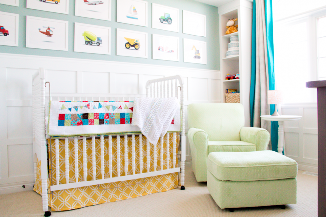 Board and Batten Wall in this Bright and Happy Nursery