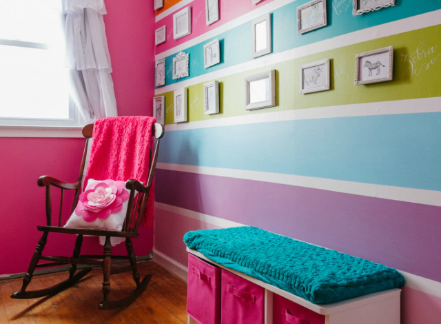 Colorful Striped Wall Nursery