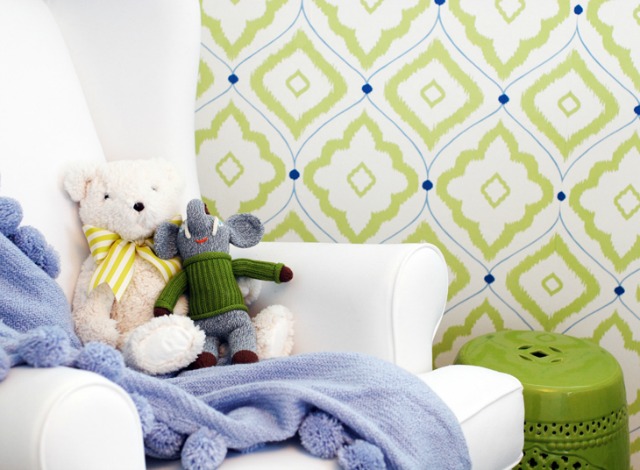 Lime Green Ikat Nursery Wallpaper - Project Nursery