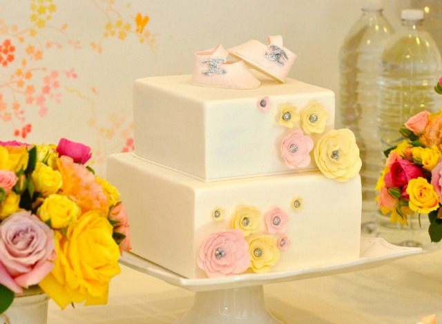 Vintage Pink and Yellow Baby Shower Cake - Project Nursery