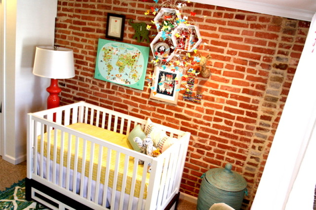 Eclectic Nursery with Brick Accent Wall - Project Nursery