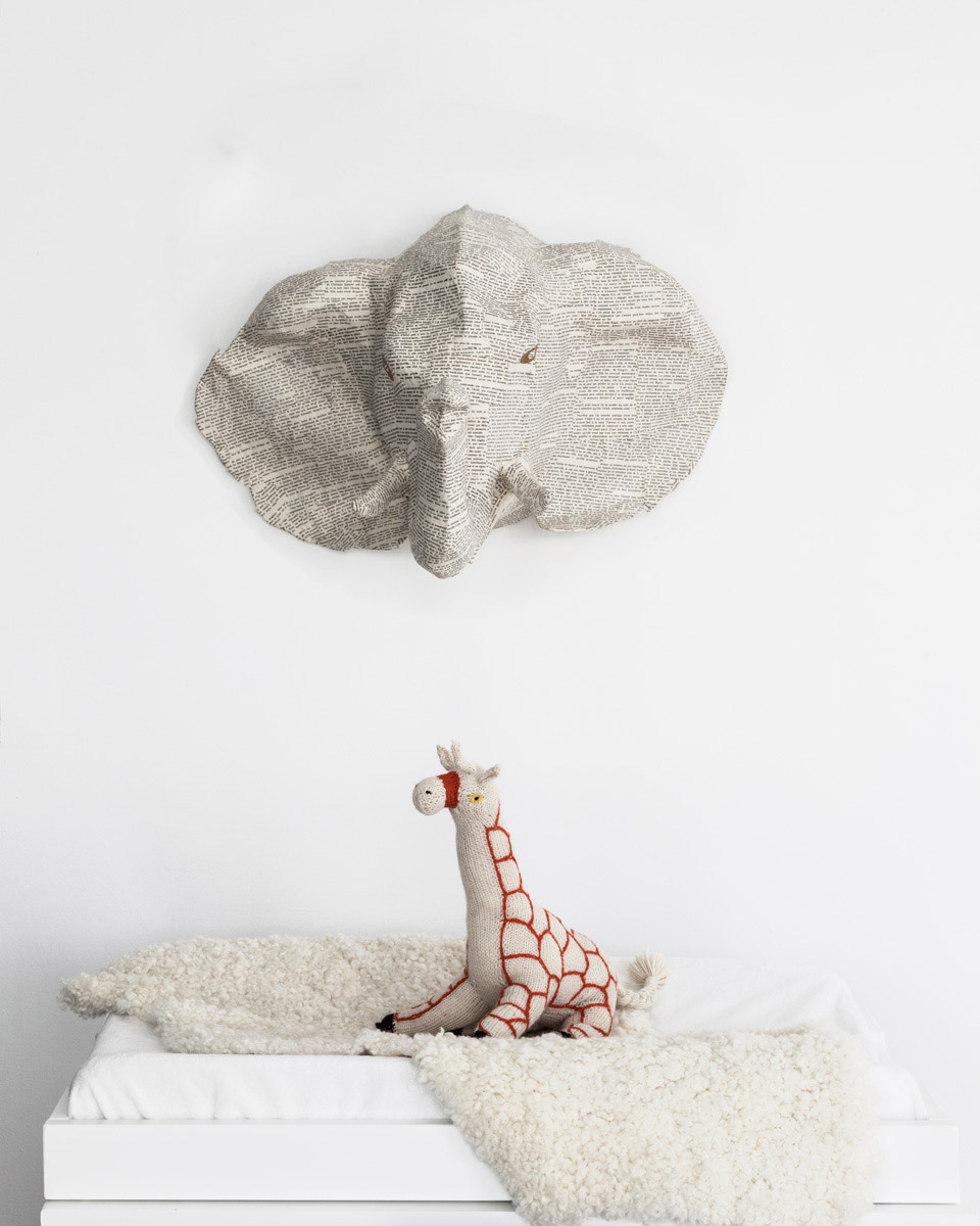 Faux Elephant Head for this Modern Animal Nursery