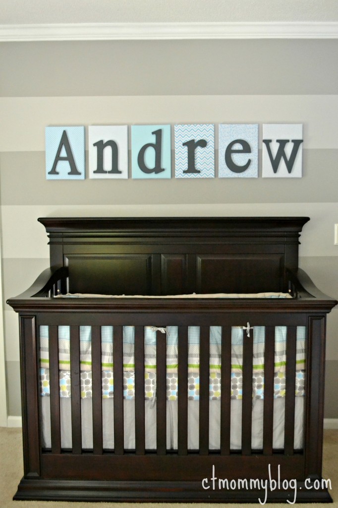 Gray Striped Nursery Accent Wall