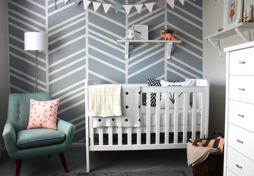 DIY Modern Herringbone Accent Wall - Project Nursery