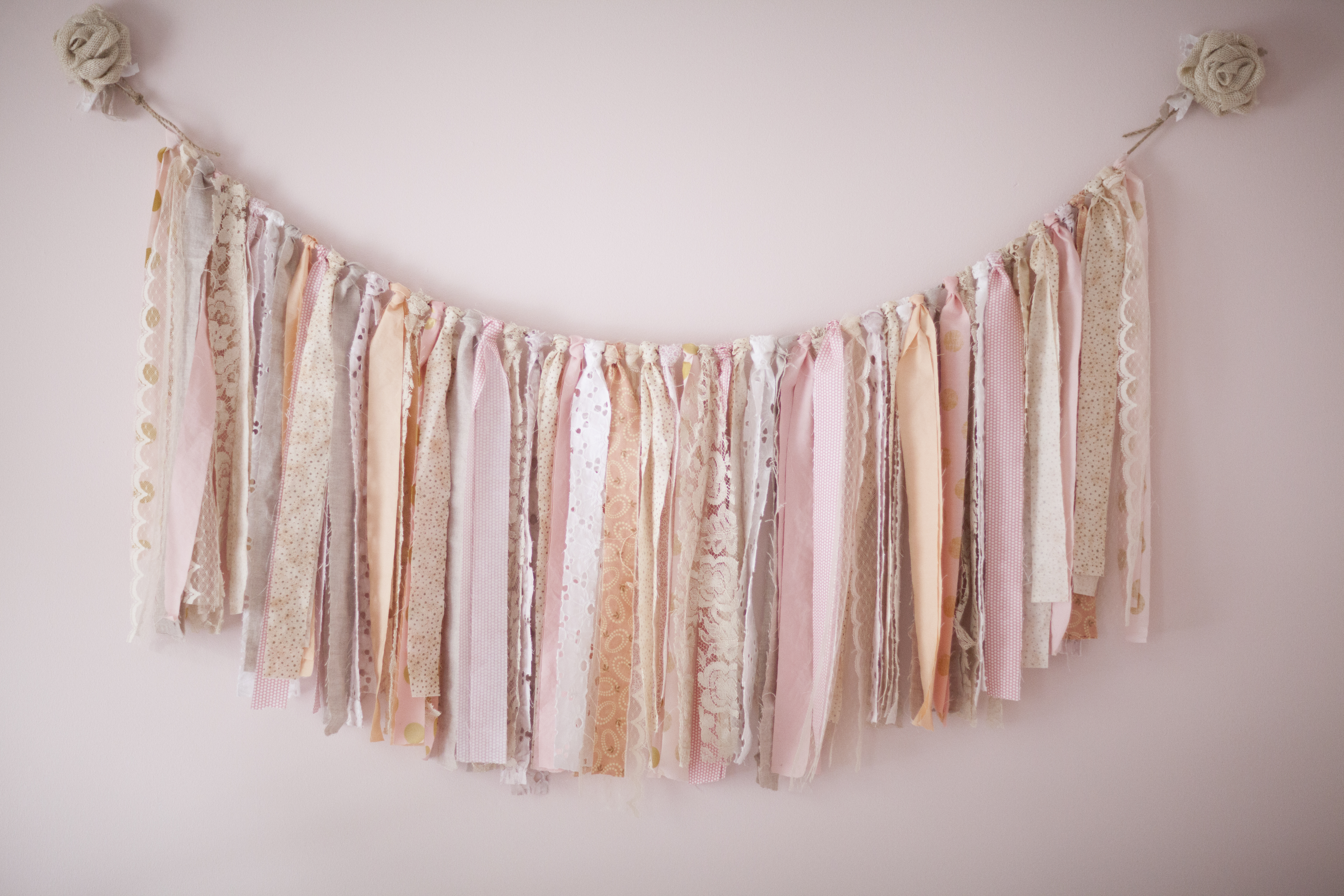 DIY Pink and Peach Rag Bunting Banner