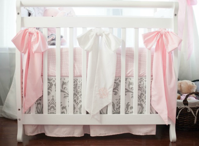 Elegant Gray and Pink Crib Bedding - Project Nursery