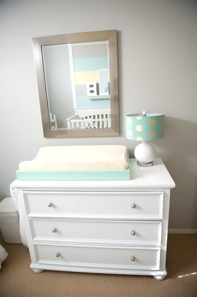 Gray Nursery with Yellow, Blue and White Accents