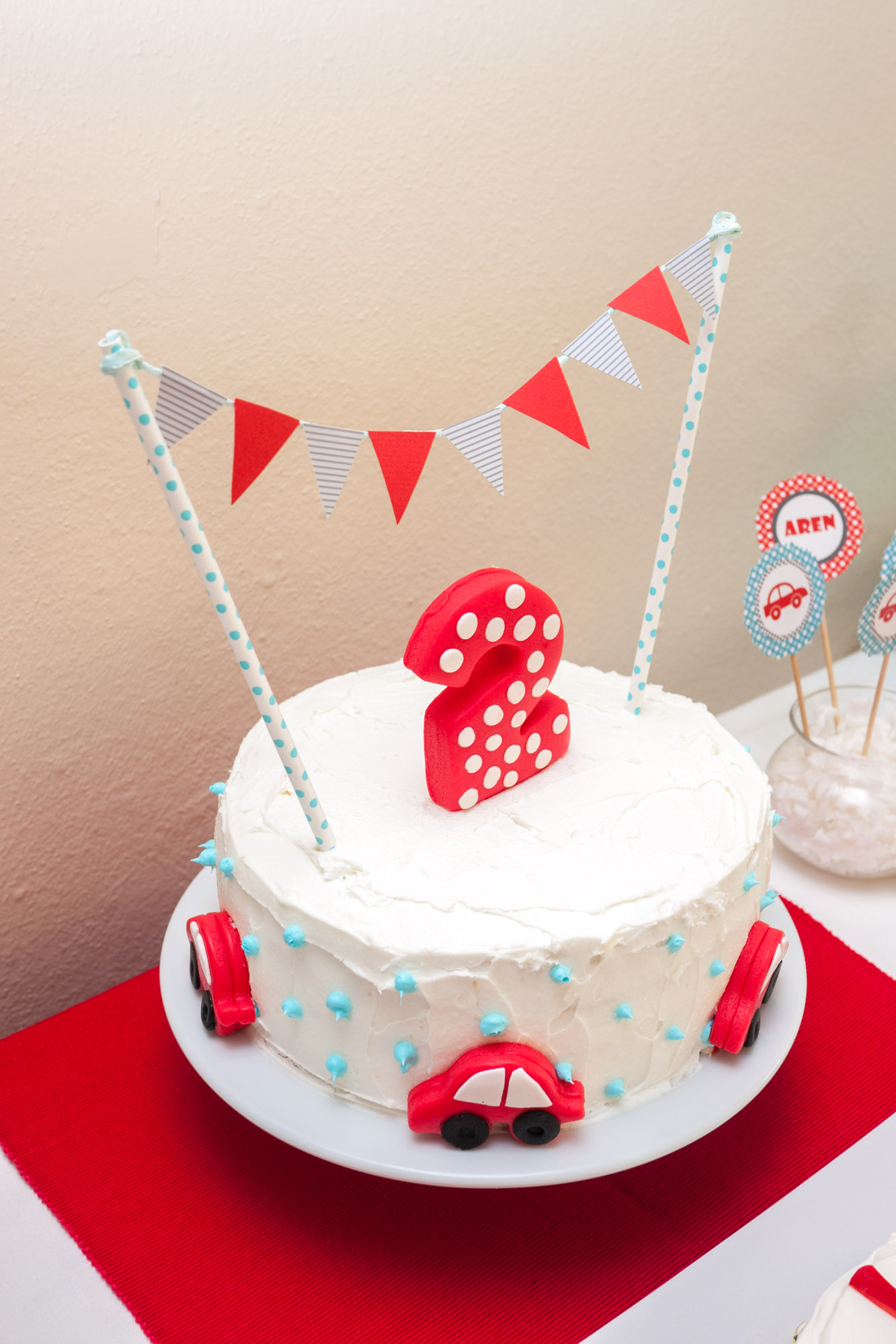 Car Themed Birthday Cake with Bunting