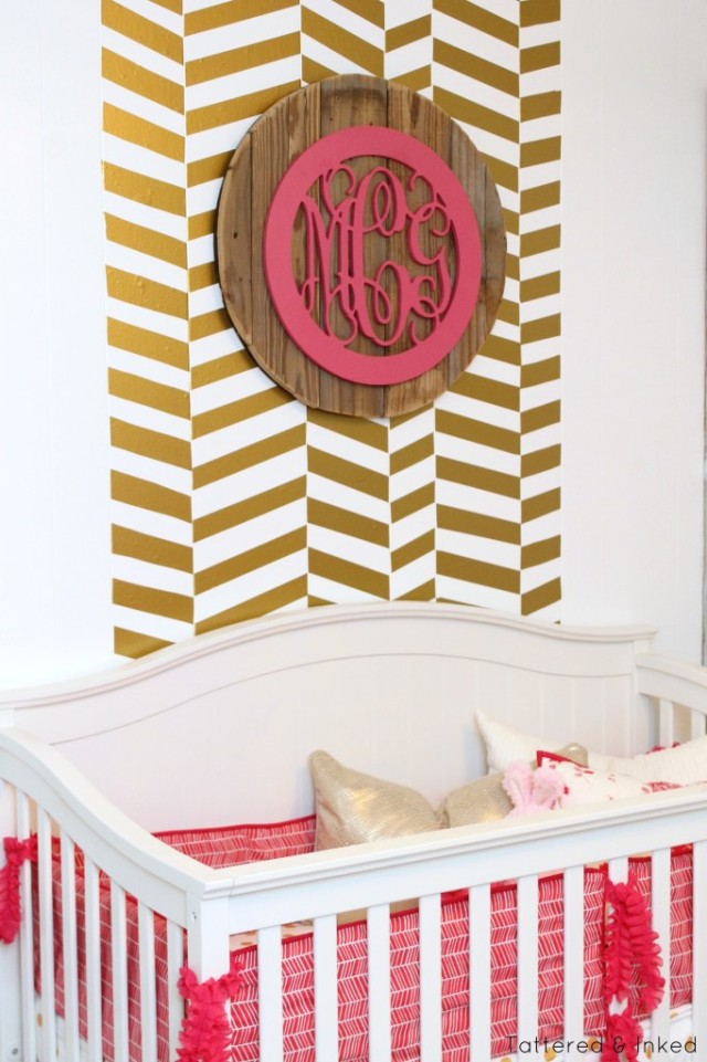 Pink and Gold Nursery with Chevron and Monogram - Project Nursery