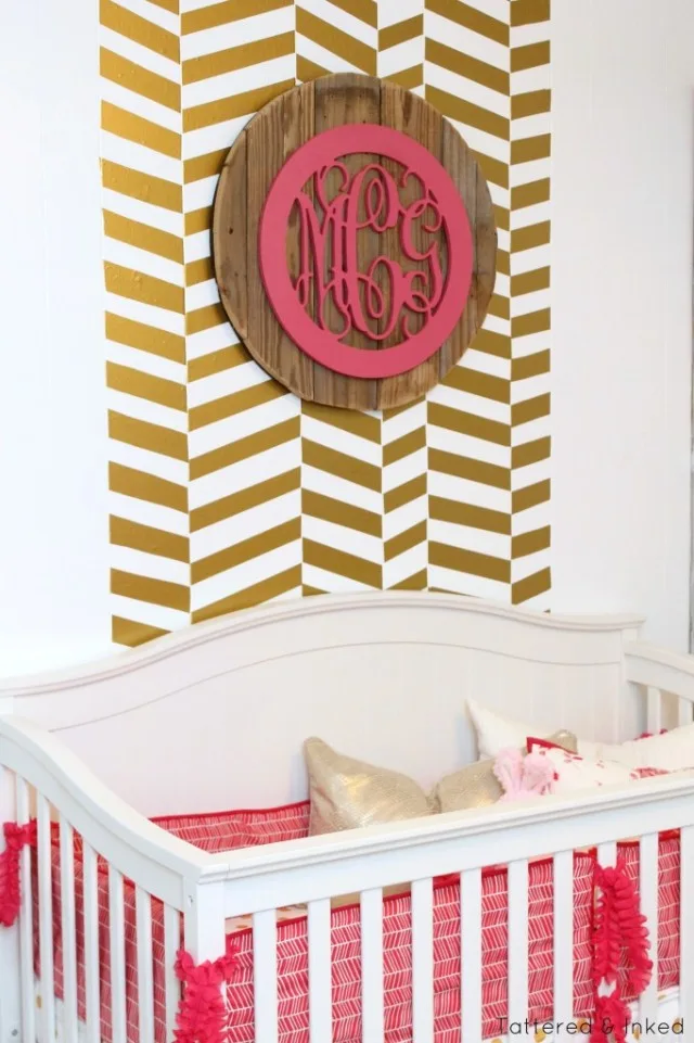 Pink and Gold Nursery with Chevron and Monogram - Project Nursery