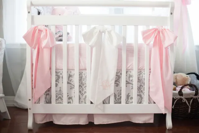 Elegant Gray and Pink Crib Bedding - Project Nursery