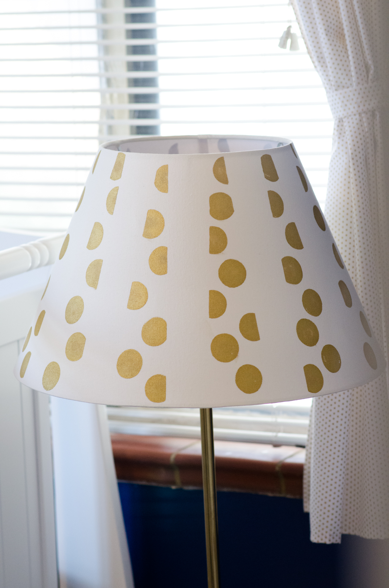 Lampshade Painted with Gold Acrylic Paint Using a Round Sponge