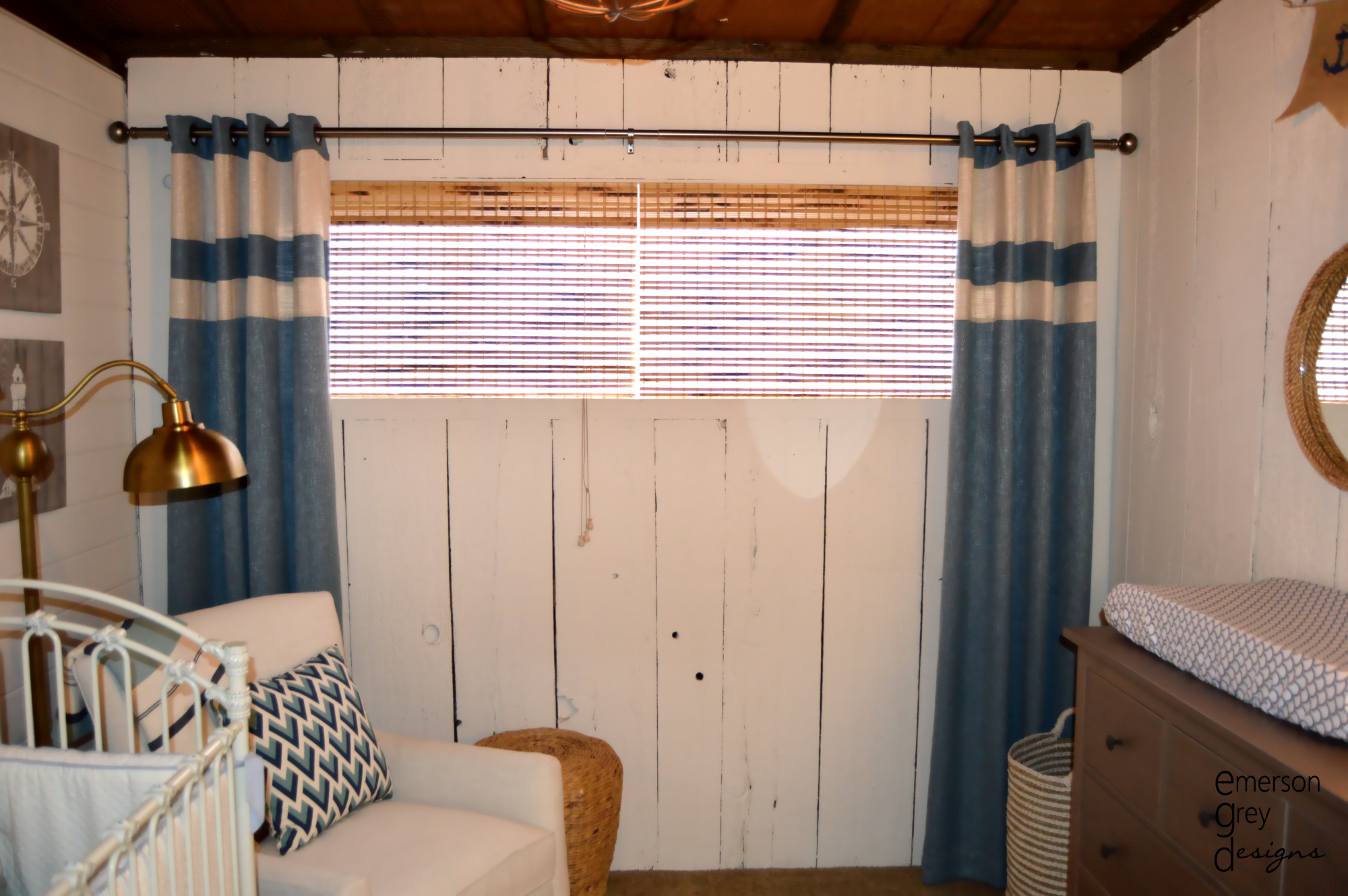 Color Block Drapes in this Nautical Nursery