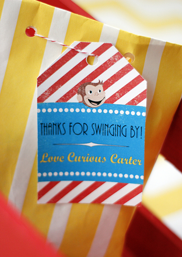 Curious George Favor Bag Tags