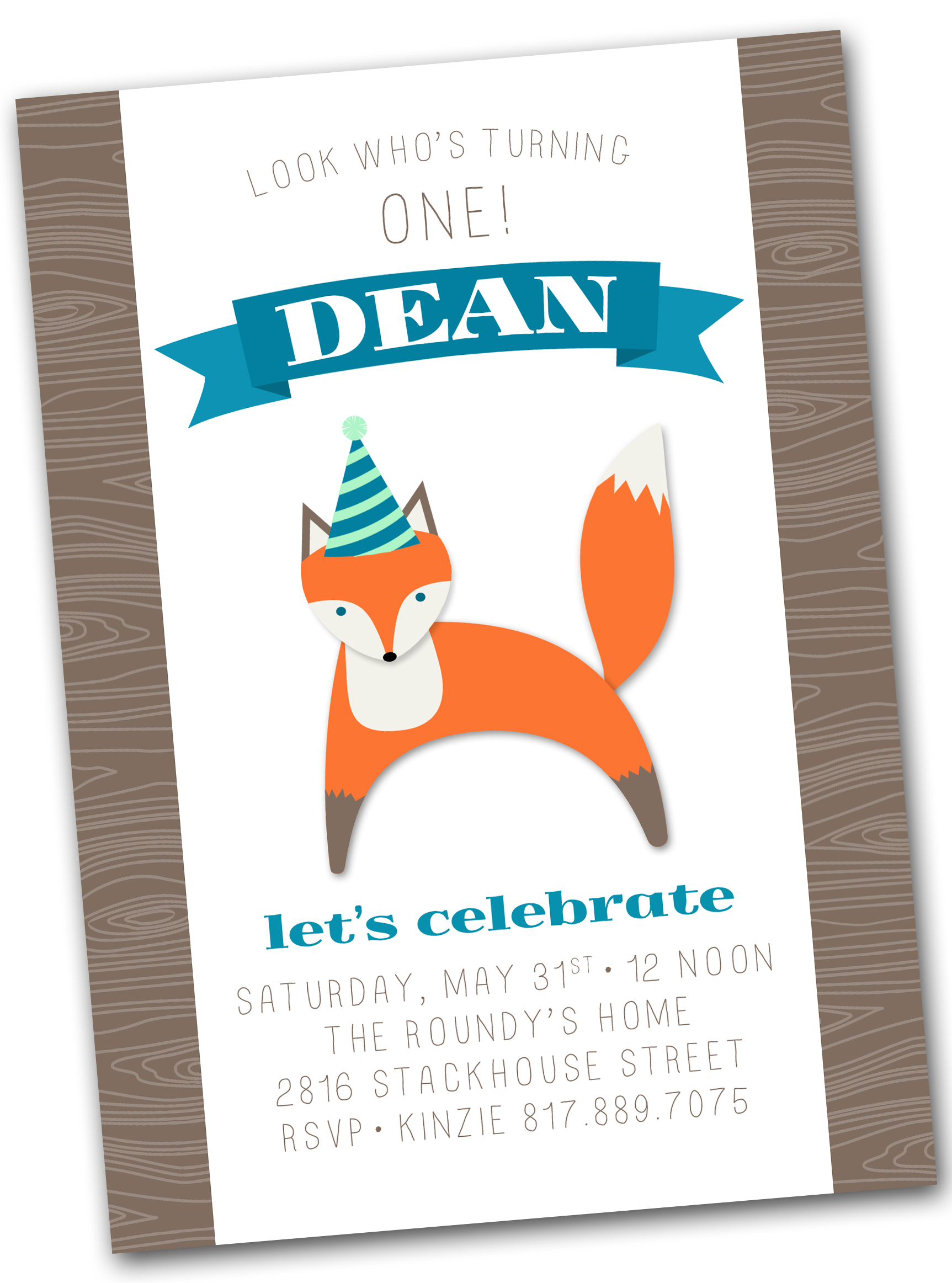 Fox Birthday Party Invitation