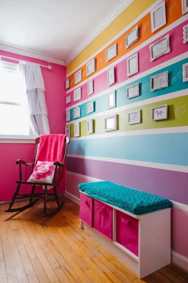 Colorful Nursery with Striped Accent Wall - Project Nursery