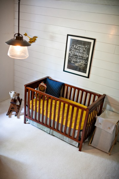 Planked Wall in this Vintage Farmhouse Nursery