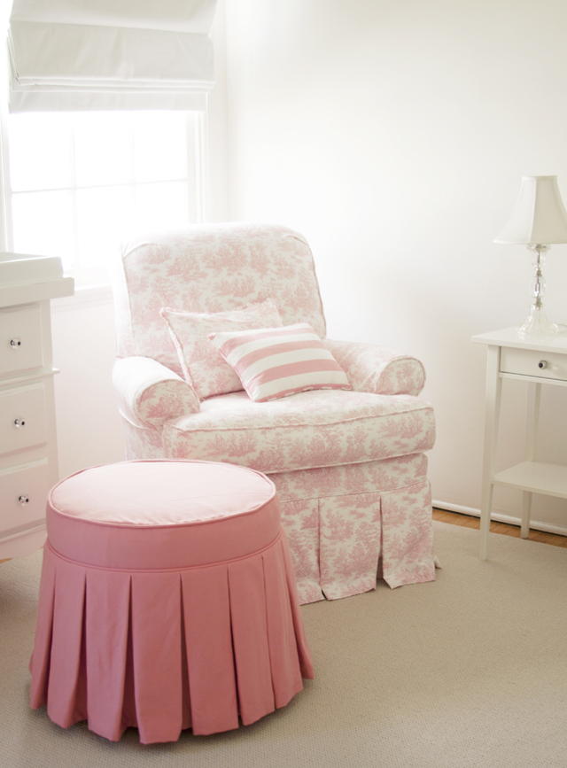 Pink Ottoman with Pleated Skirt