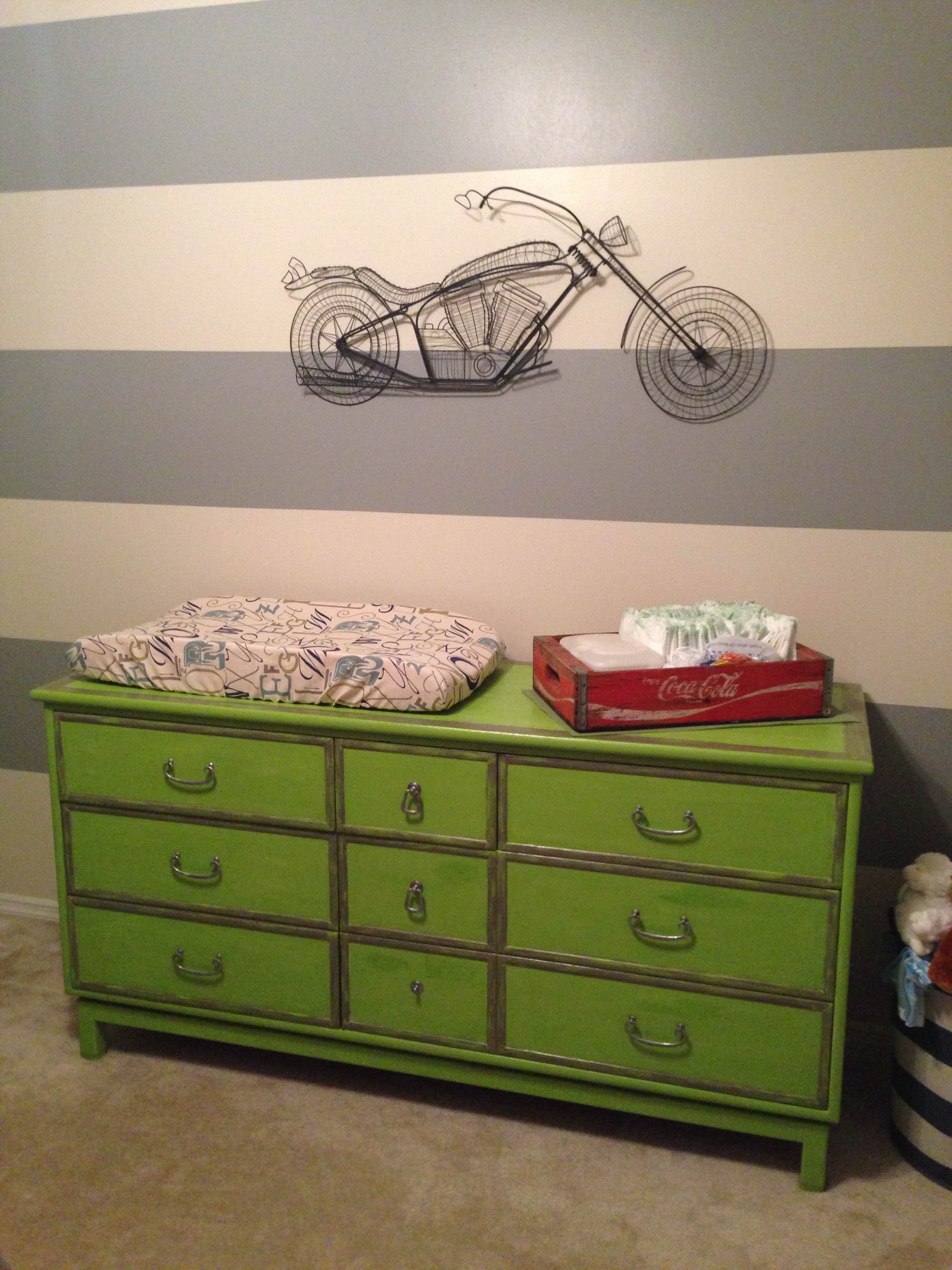 Vintage Dresser Painted with Spring Green Chalk Paint