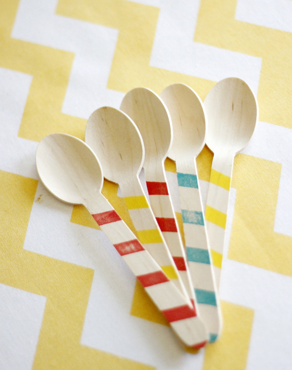 Red, Yellow and Blue Wood Utensils