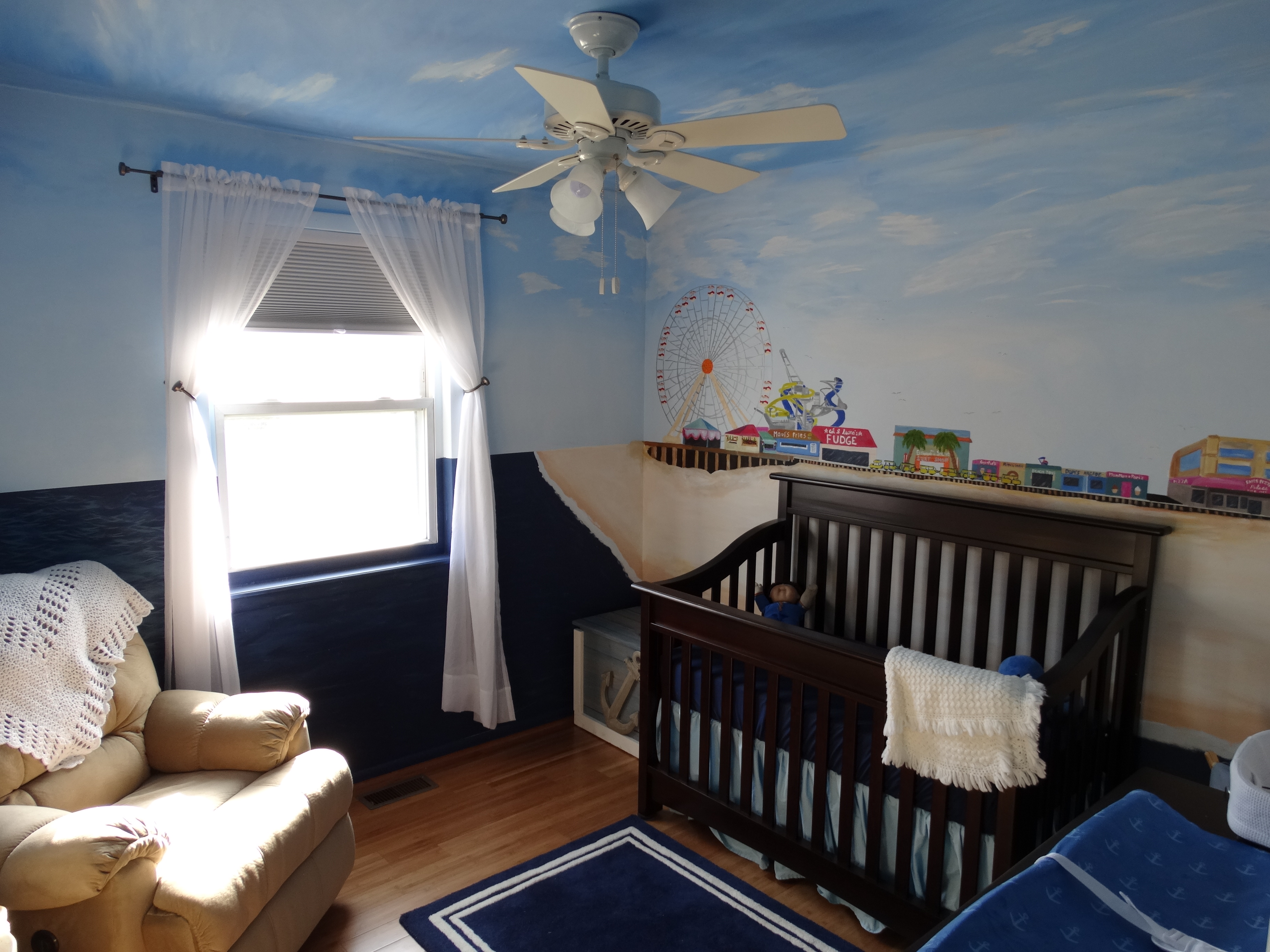 Beach and Boardwalk Nursery Mural