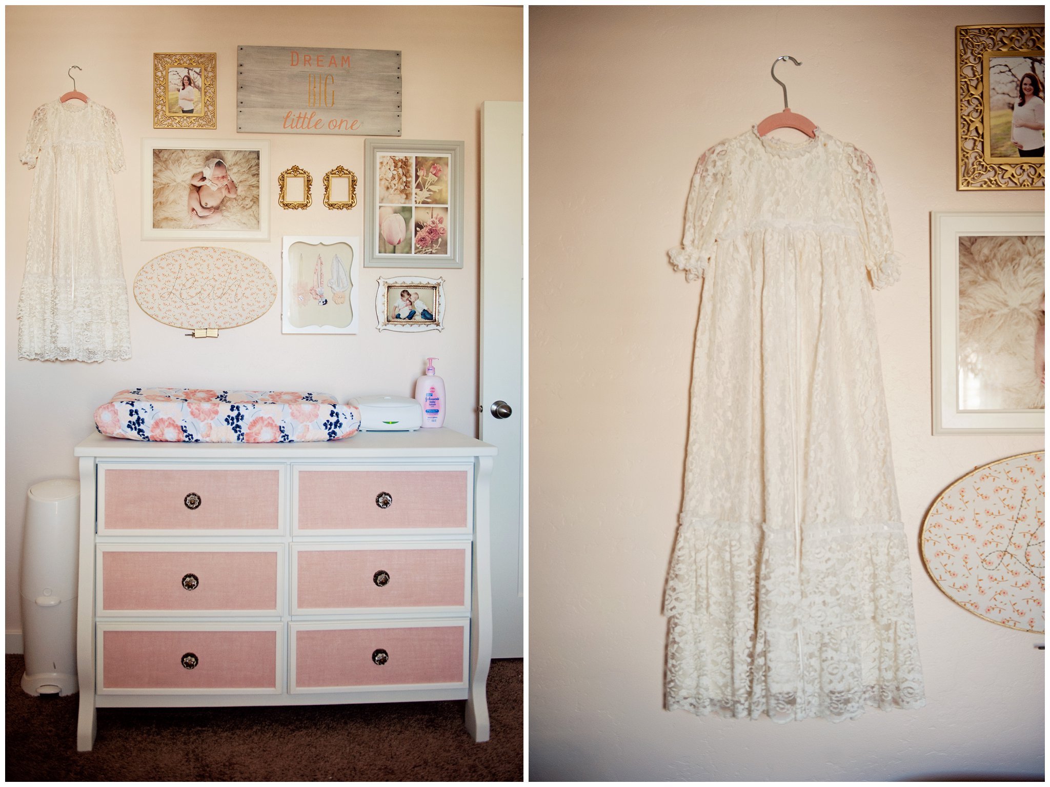 Upcycled Dresser Painted White with Burlap Trim added to Drawers