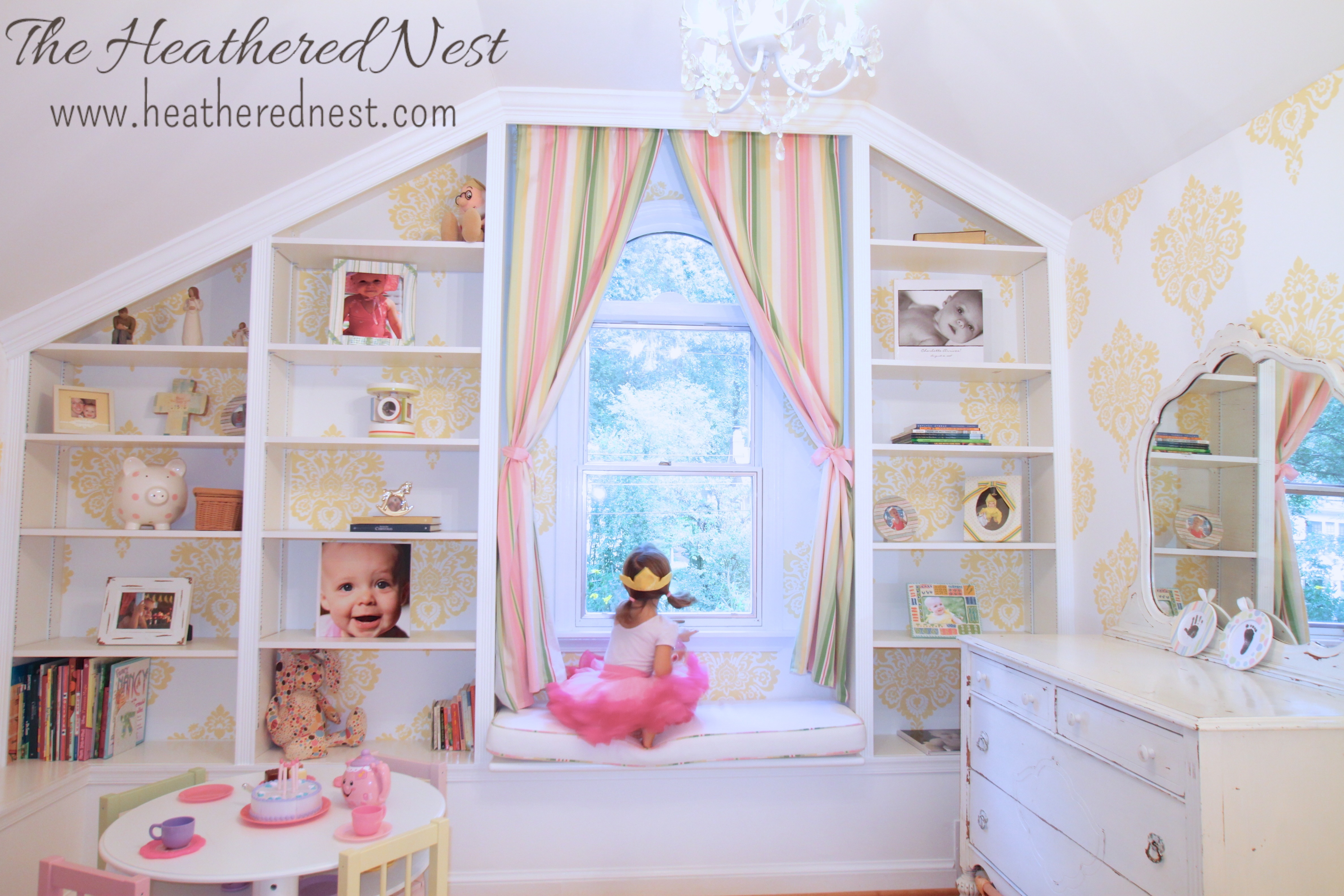 Window seat 2024 girl bedroom