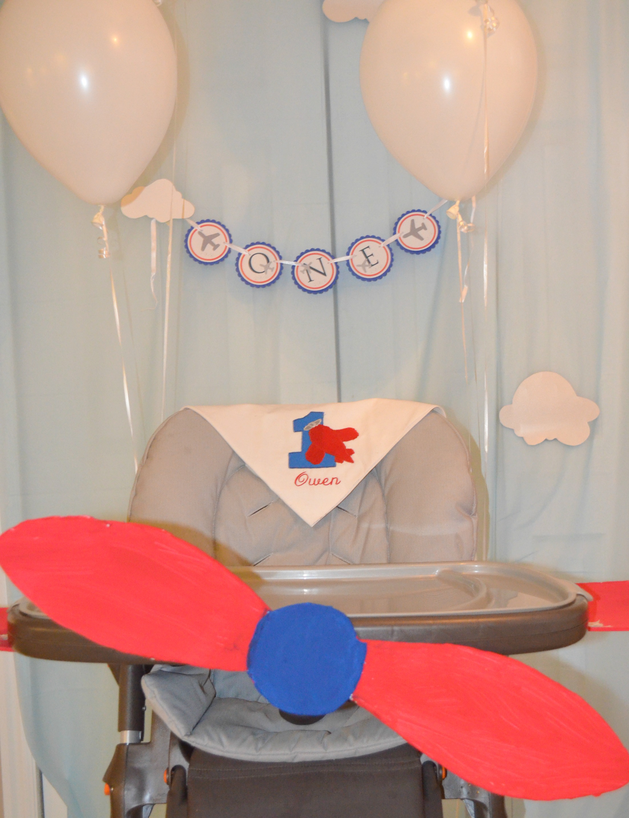 Airplane Highchair Decor for this Airplane 1st Birthday Party