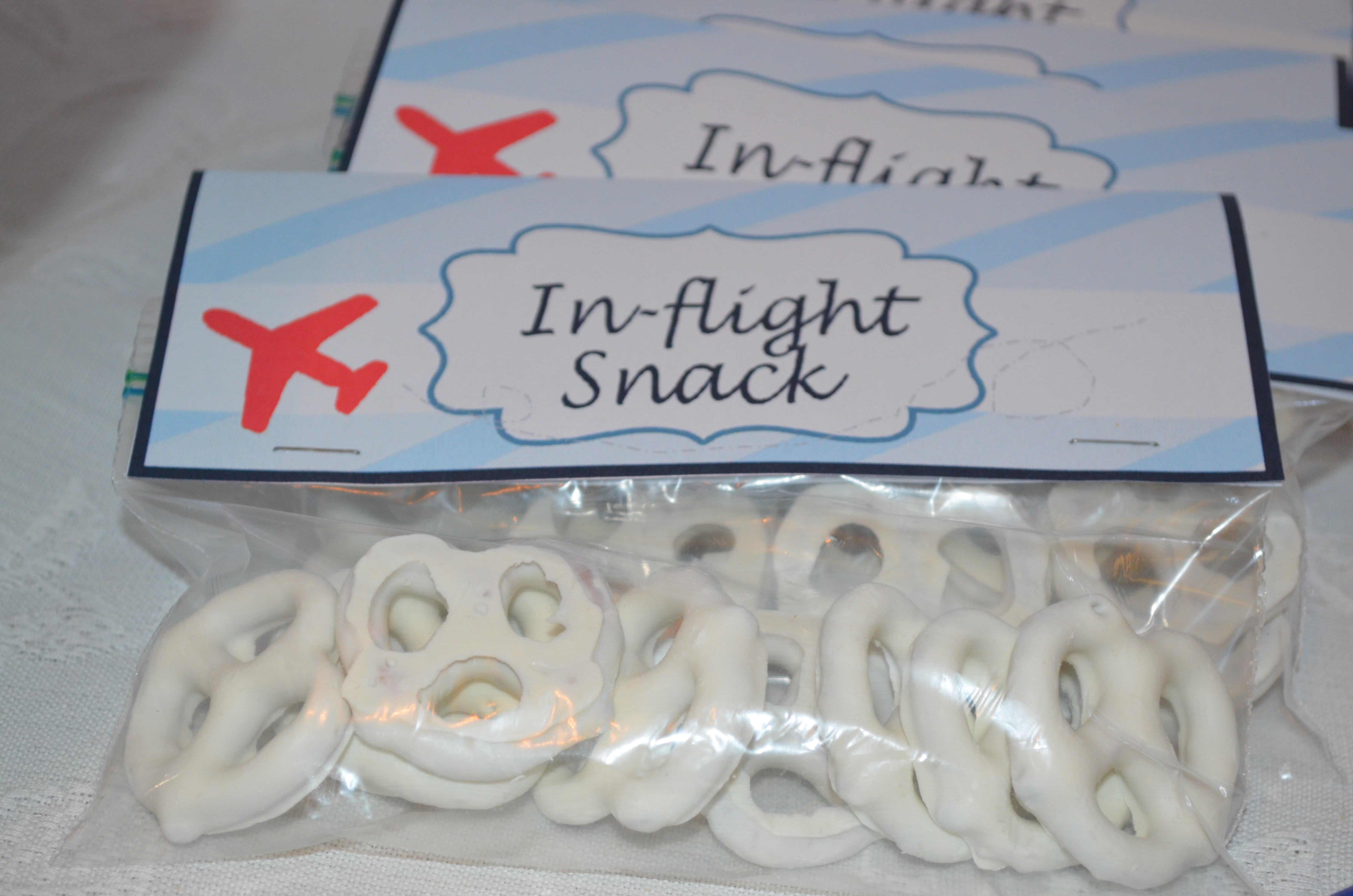 In-Flight Snack Pretzels for this Airplane 1st Birthday Party